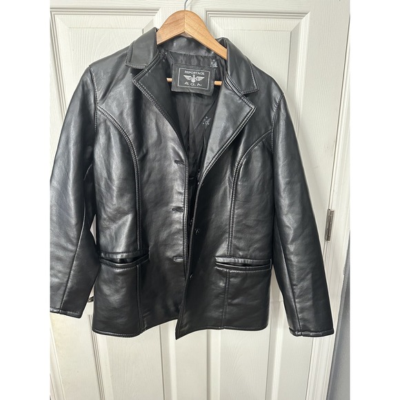 Reportage RGA Ladies Faux Leather Jacket Black size Medium Made in Italy - Picture 1 of 5